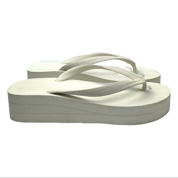 J Crew womens sandals size 9.5 white platforms vintage Y2k thong flip flops - Picture 1 of 12